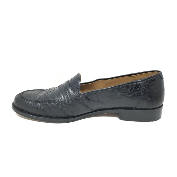 Men\'s Magnanni Penny Loafers Dress Shoes Size 10.5 Black Full Genuine Lizard main image 9